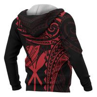 Hawaii Polynesian Zip up Hoodie Red Tribal Pattern - Polynesian Pride