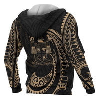 Fiji Polynesian All Over Zip up Hoodie Gold Tribal Wave - Polynesian Pride