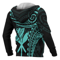 Hawaii Polynesian Zip up Hoodie Blue Tribal Pattern - Polynesian Pride