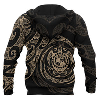 Tonga Polynesian All Over Zip up Hoodie Gold Turtle Tribal - Polynesian Pride