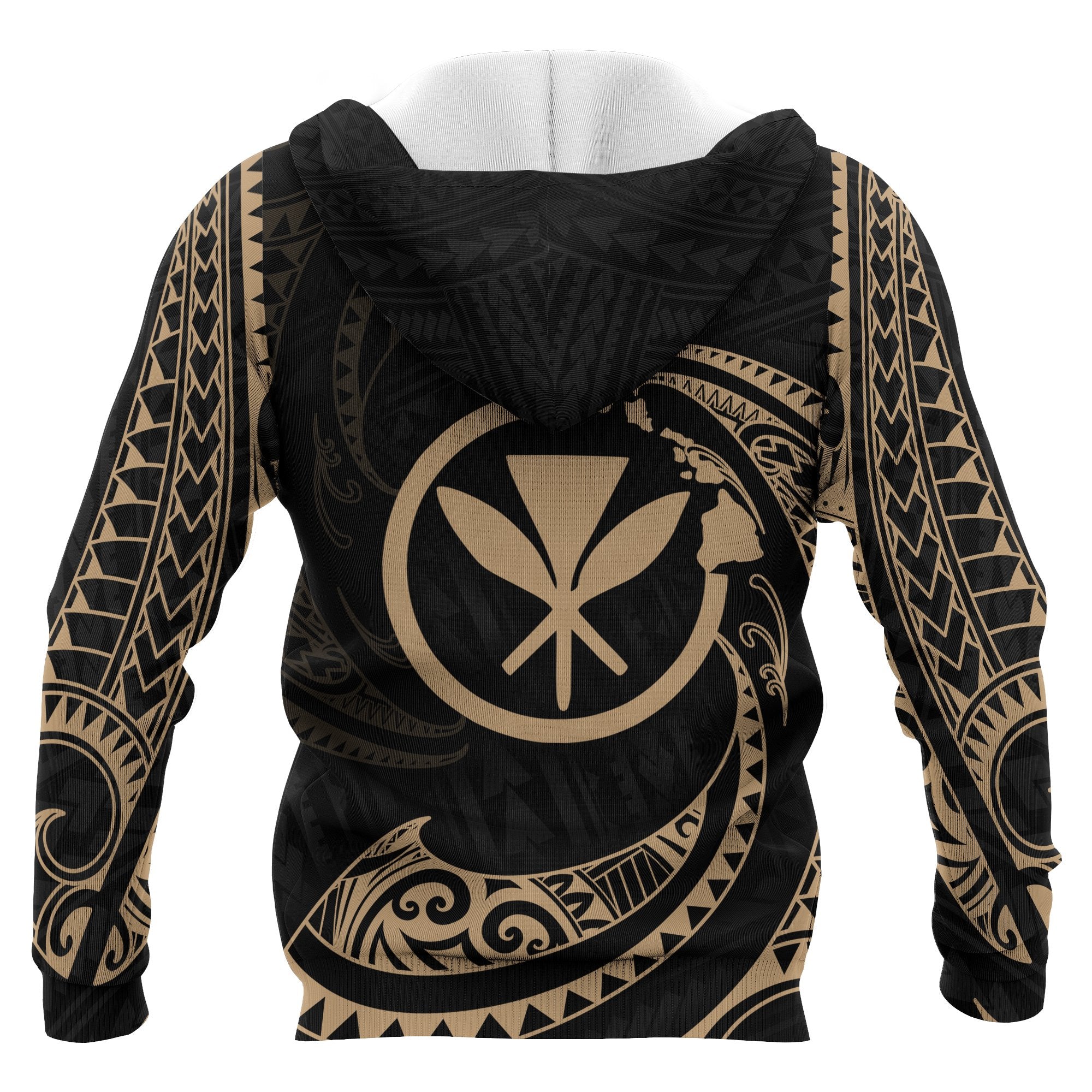 Hawaii Polynesian Hoodie Gold Tribal Wave - Polynesian Pride