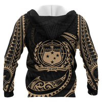 Samoa Polynesian All Over Zip up Hoodie Gold Tribal Wave - Polynesian Pride