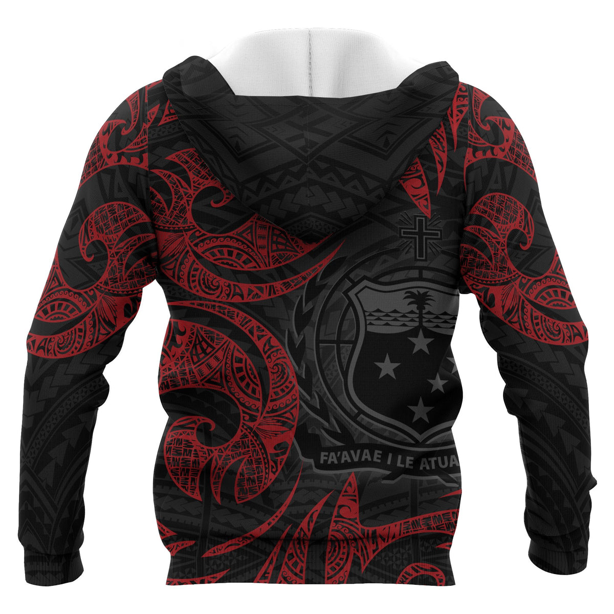 Samoa Polynesian All Over Zip up Hoodie Red Tribal - Polynesian Pride