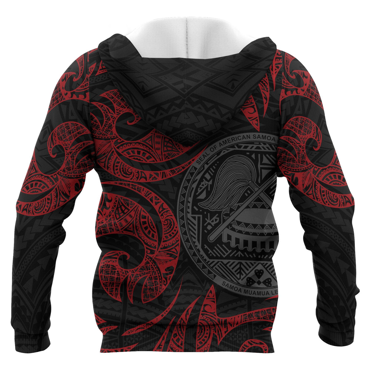 American Samoa Polynesian All Over Zip up Hoodie Red Tribal - Polynesian Pride