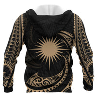 Marshall Islands Polynesian Hoodie Gold Tribal Wave - Polynesian Pride