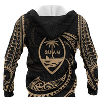 Guam Polynesian All Over Zip up Hoodie Gold Tribal Wave - Polynesian Pride