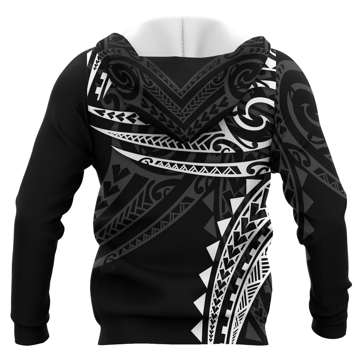 Polynesian Zip up Hoodie White Tribal Pattern - Polynesian Pride