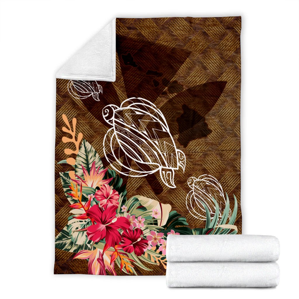Kanaka Turtle Tropical Knit Background Premium Blanket - AH - Polynesian Pride