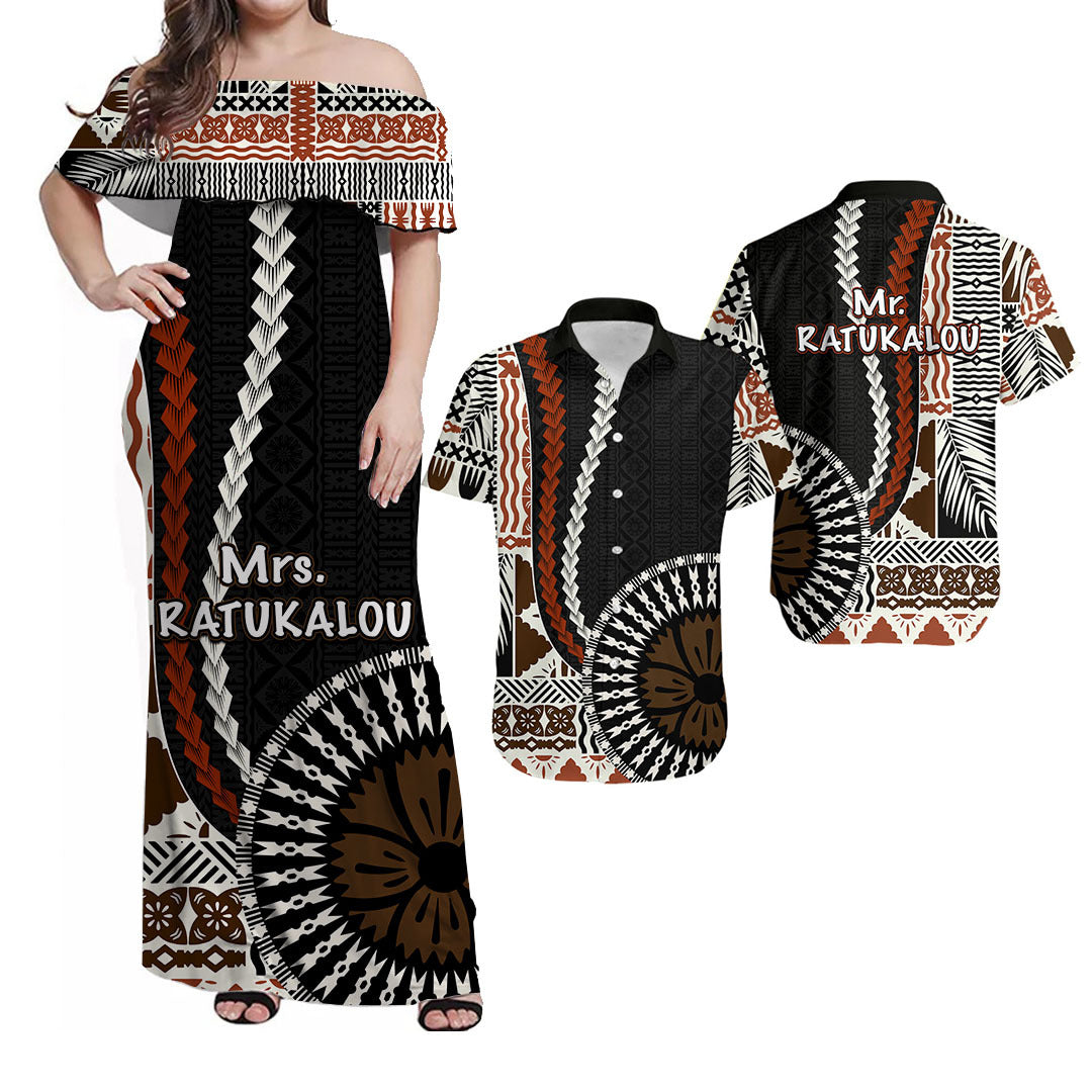 (RATUKALOU) Bula Polynesian Matching Hawaiian Shirt and Dress Masi Tapa Patterns Style LT6 Art - Polynesian Pride