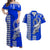 Polynesian Couple Outfits Hawaii Kakau Matching Dress and Hawaiian Shirt Polynesian Warrior LT6 Blue - Polynesian Pride