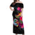 Guam Hibiscus Polynesian Tribal Women Off Shoulder Long Dress - LT12 Long Dress Black - Polynesian Pride