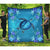 Hawaii Blue Turtle Flower Premium Quilt - Ocean Secret - AH Blue - Polynesian Pride