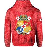 Tonga Rugby Zip Hoodie Polynesian With Coat of Arms Style - Polynesian Pride