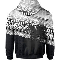 Fiji Rugby Makare and Tapa Patterns Zip Hoodie Black - Polynesian Pride
