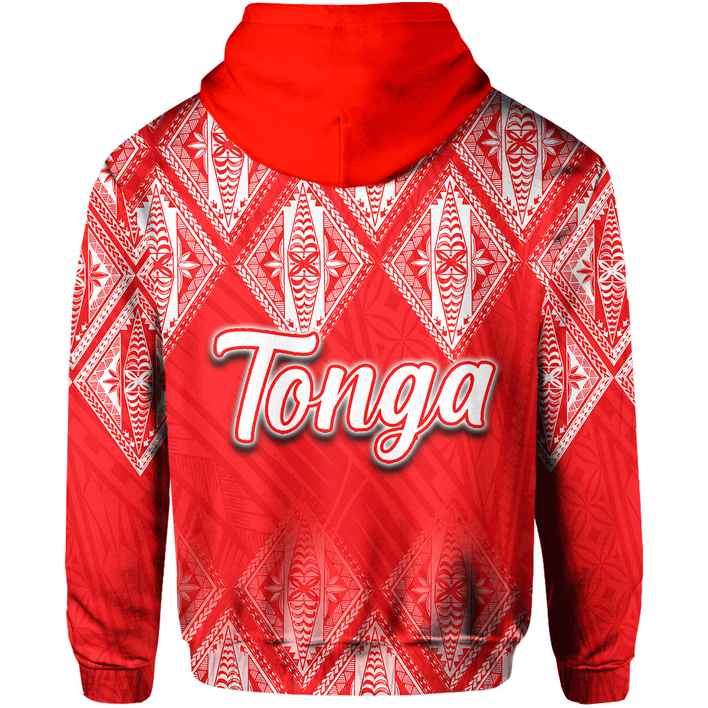 Tonga Zip Hoodie Ngatu White and Red Style LT6 - Polynesian Pride