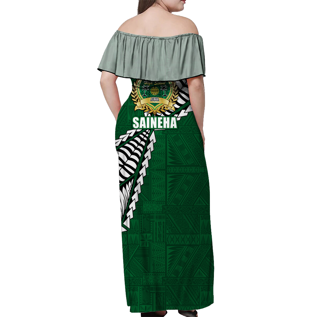 Tonga Saineha High School Tongan Patterns Off Shoulder Long Dress - LT12 - Polynesian Pride