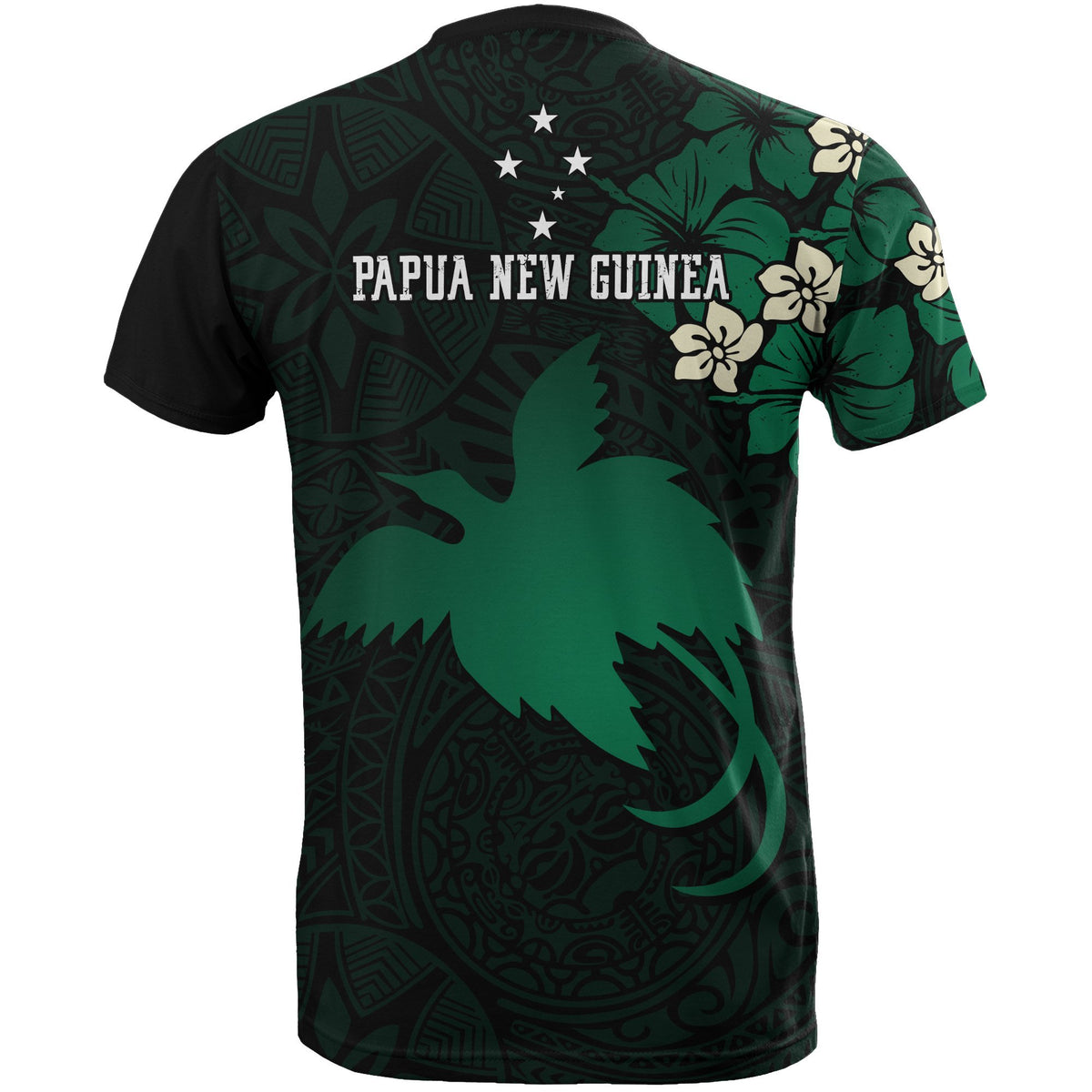 Papua New Guinea T Shirts Papua New Guinea Green Flag Hibiscus - Polynesian Pride