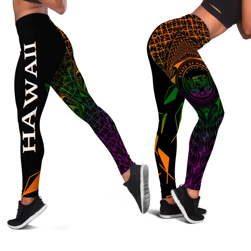 Hawaii Women's Leggings - Hawaii Seal Rocket Style Black - Polynesian Pride