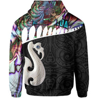 Aotearoa Zipper Hoodie Maori Manaia Paua Shell Zip up Hoodie - Polynesian Pride