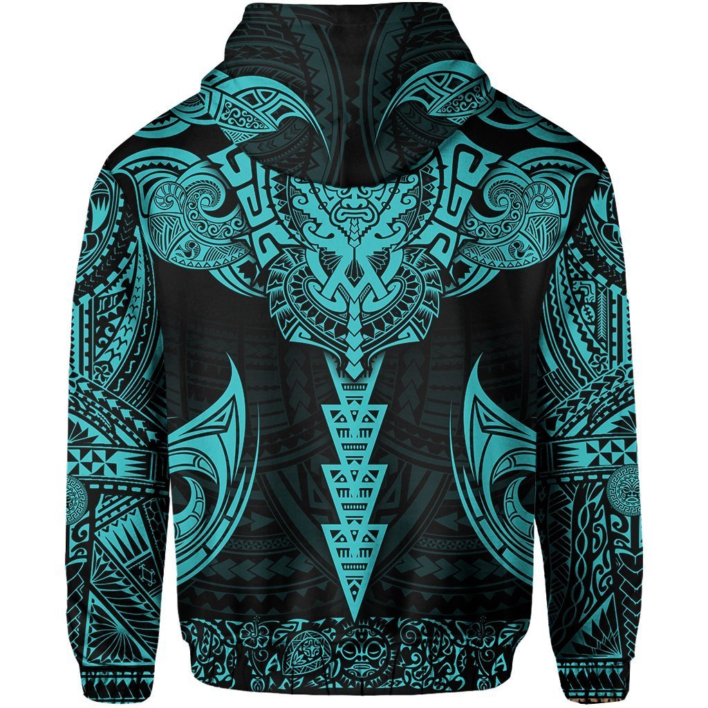 New Zealand Zipper Hoodie The Mana Maori All Over Zip up Hoodie (Blue) - Polynesian Pride