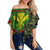 Kanaka Flag Camo Pattern Off Shoulder Waist Wrap Top - Chad Style - AH Female Green - Polynesian Pride