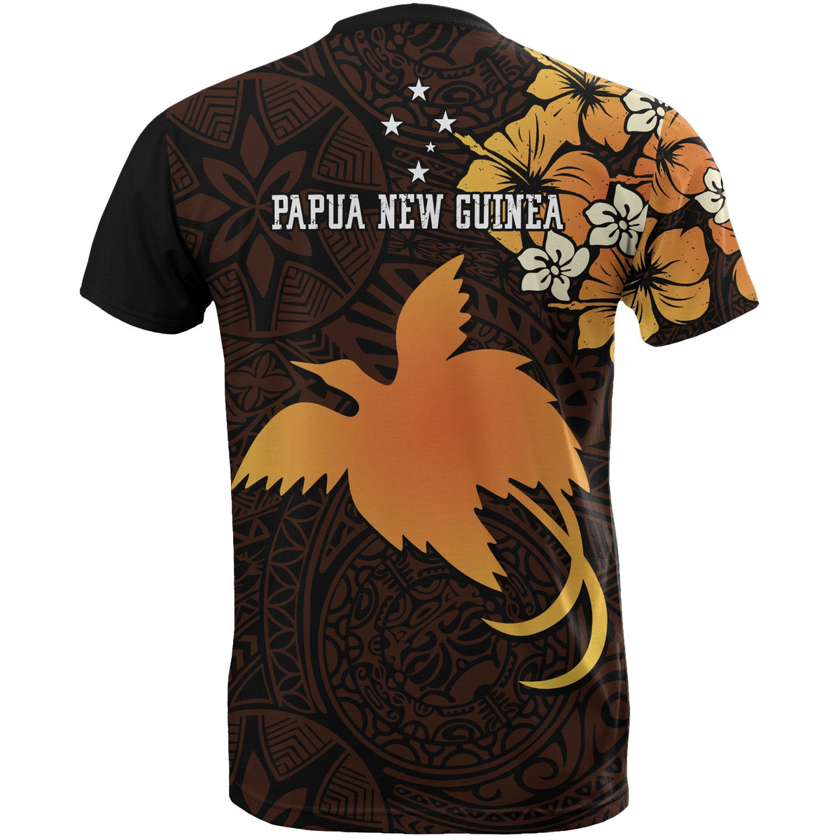 Papua New Guinea T Shirts Papua New Guinea tangerine Flag Hibiscus - Polynesian Pride