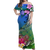 South Sea Islanders Kanakas Hibiscus Polynesia Off Shoulder Long Dress - LT2 Women BLUE - Polynesian Pride