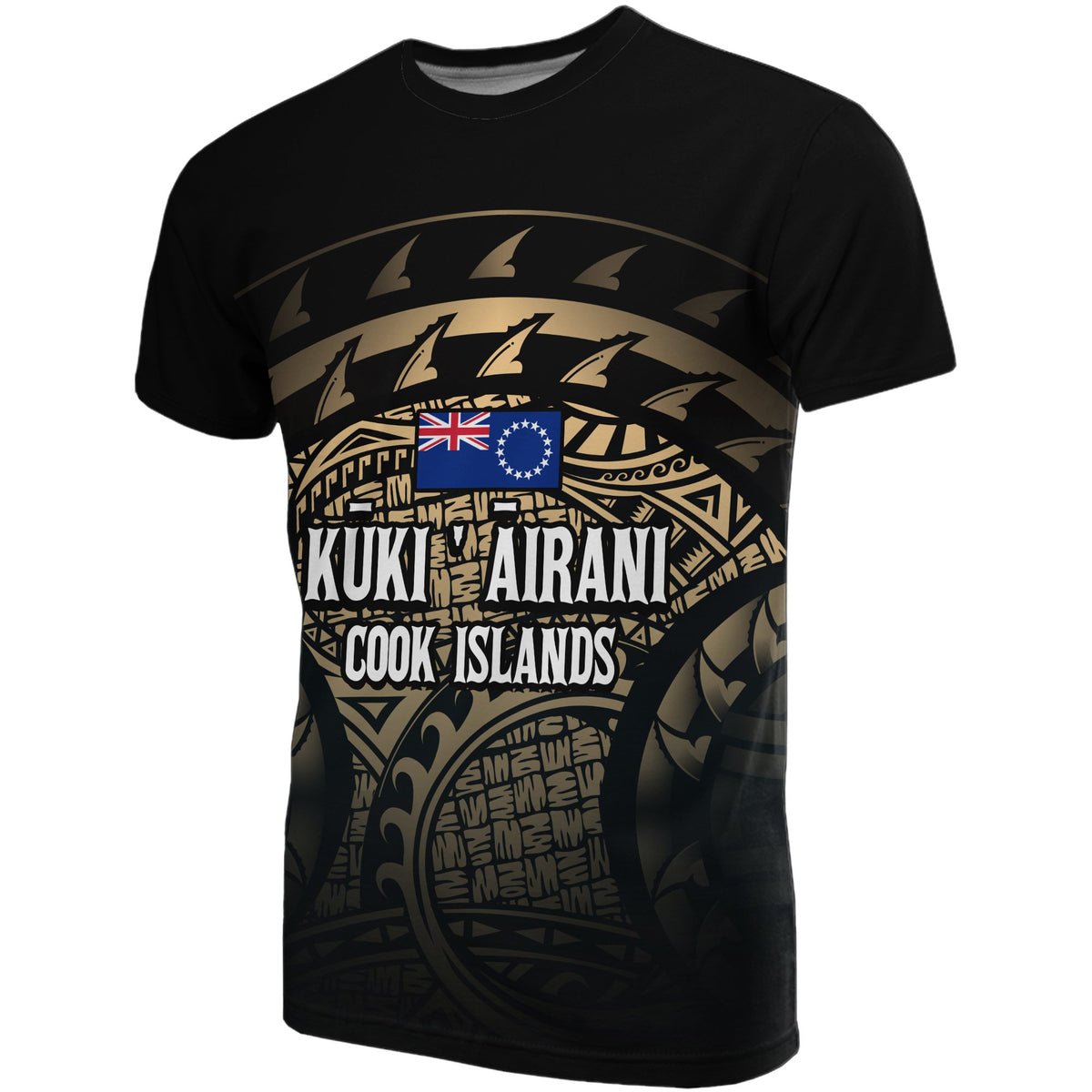 Cook islands Turtle T Shirt (Gold) Unisex Black - Polynesian Pride