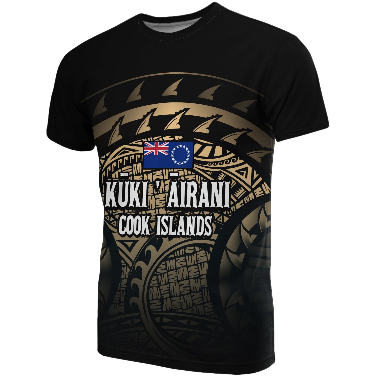 Cook islands Turtle T Shirt (Gold) Unisex Black - Polynesian Pride