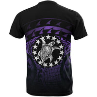 Cook Islands T Shirt National Flag Polynesian Turtle Tattoo (Purple) - Polynesian Pride