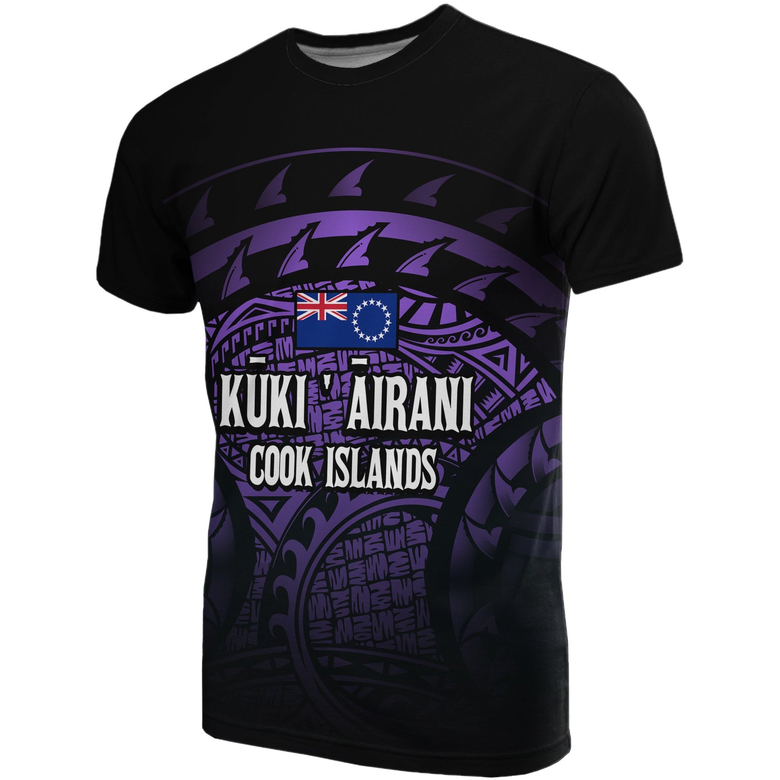 Cook Islands T Shirt National Flag Polynesian Turtle Tattoo (Purple) Unisex Purple - Polynesian Pride