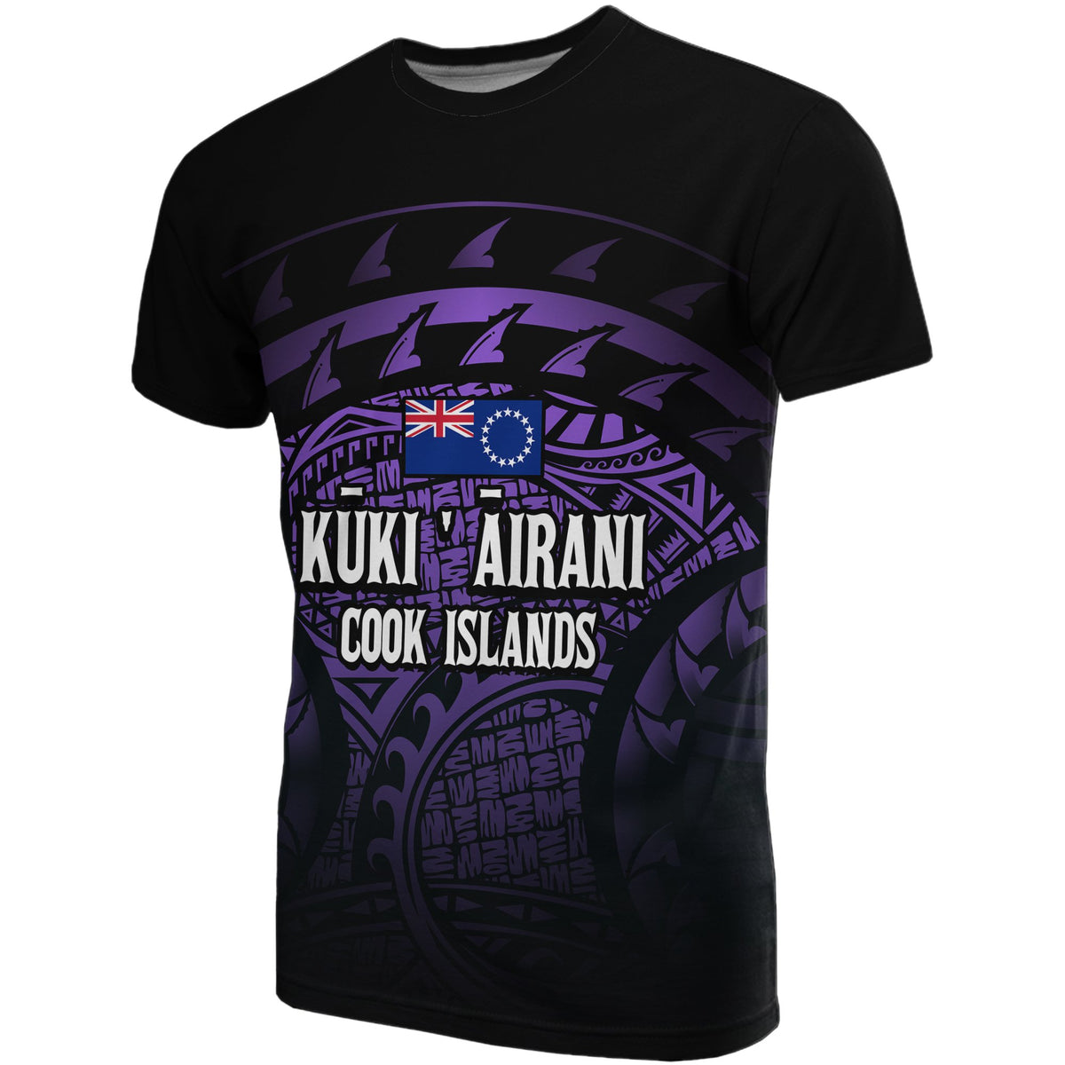 Cook islands Turtle T Shirt (Purple) Unisex Black - Polynesian Pride