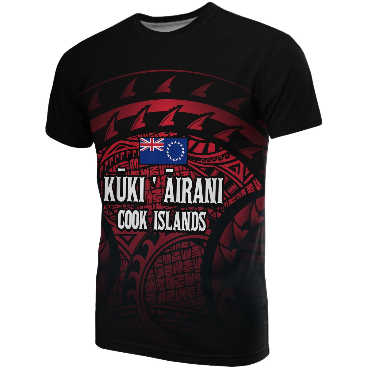 Cook islands Turtle T Shirt (Red) Unisex Black - Polynesian Pride