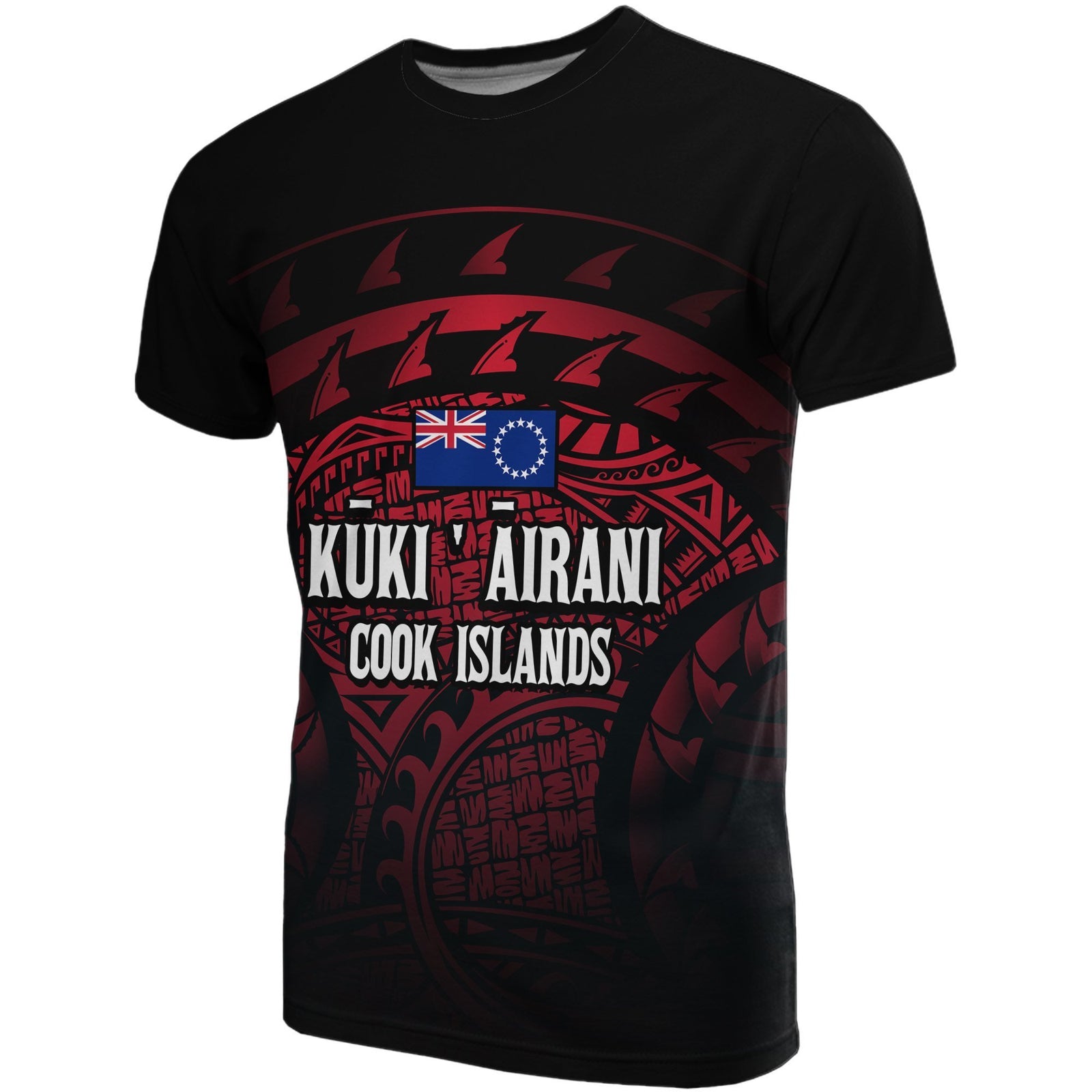Cook islands Turtle T Shirt (Red) Unisex Black - Polynesian Pride