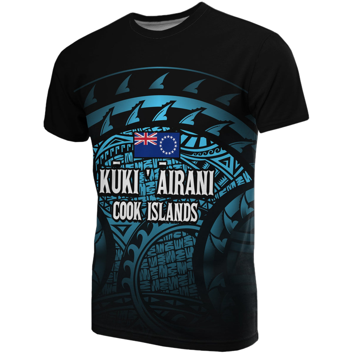 Cook islands Turtle T Shirt (Turquoise) Unisex Black - Polynesian Pride
