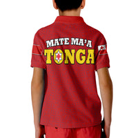 Mate Maa Tonga Rugby Polo Shirt Tongan Kupesi Red Style LT9 - Polynesian Pride