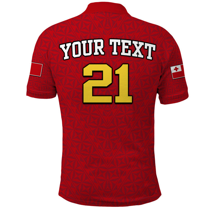 Custom Mate Maa Tonga Rugby Polo Shirt Tongan Kupesi Red Style LT9 - Polynesian Pride