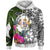 Niue Zip up Hoodie White Turtle Plumeria Banana Leaf Unisex White - Polynesian Pride