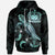 Samoa Polynesian Hoodie Turtle With Blooming Hibiscus Turquoise Unisex Turquoise - Polynesian Pride