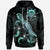 Tuvalu Polynesian Hoodie Turtle With Blooming Hibiscus Turquoise Unisex Turquoise - Polynesian Pride