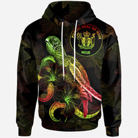 Niue Polynesian Hoodie Turtle With Blooming Hibiscus Reggae Unisex Reggae - Polynesian Pride
