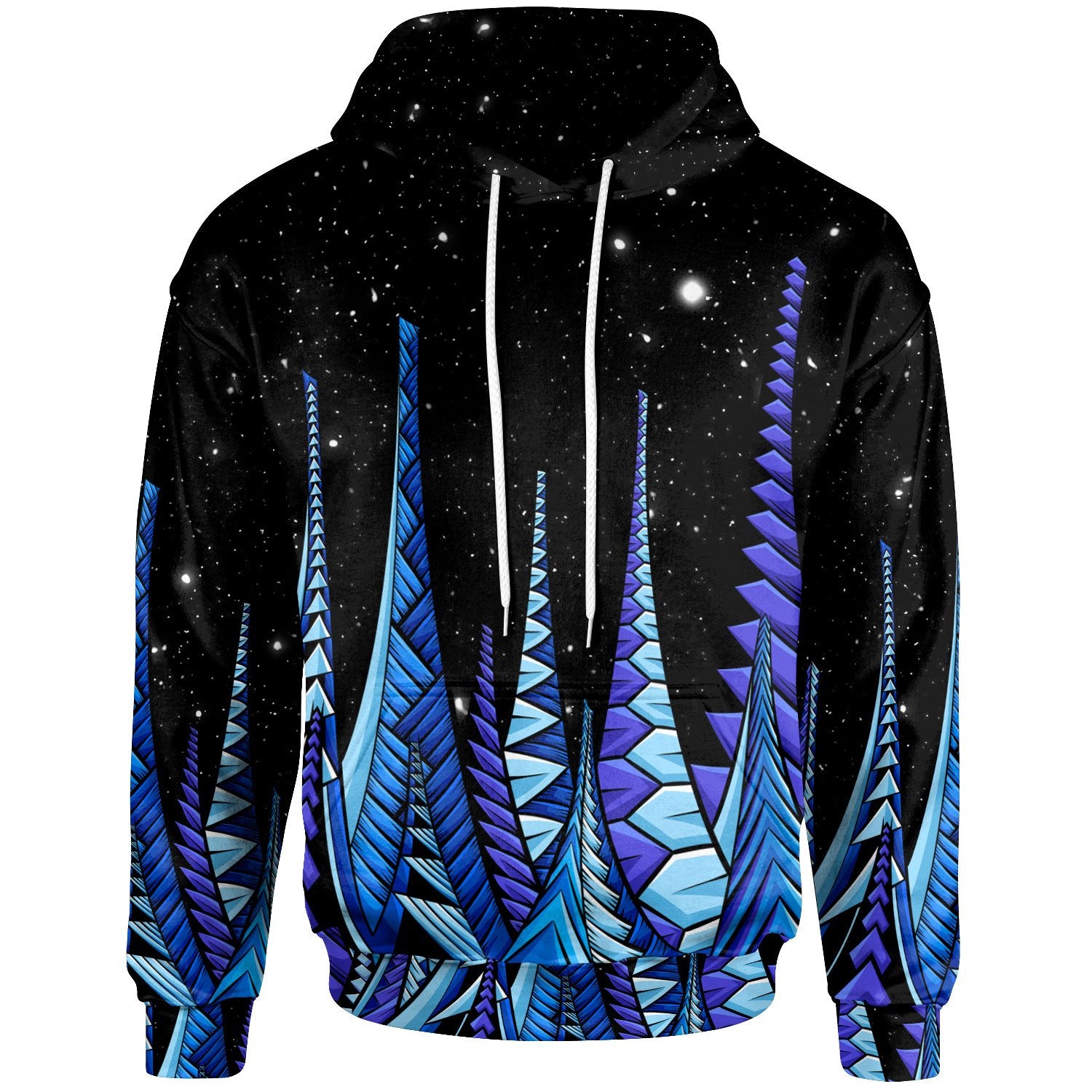 Polynesian Hoodie Forest Galaxy Sky Unisex Black - Polynesian Pride