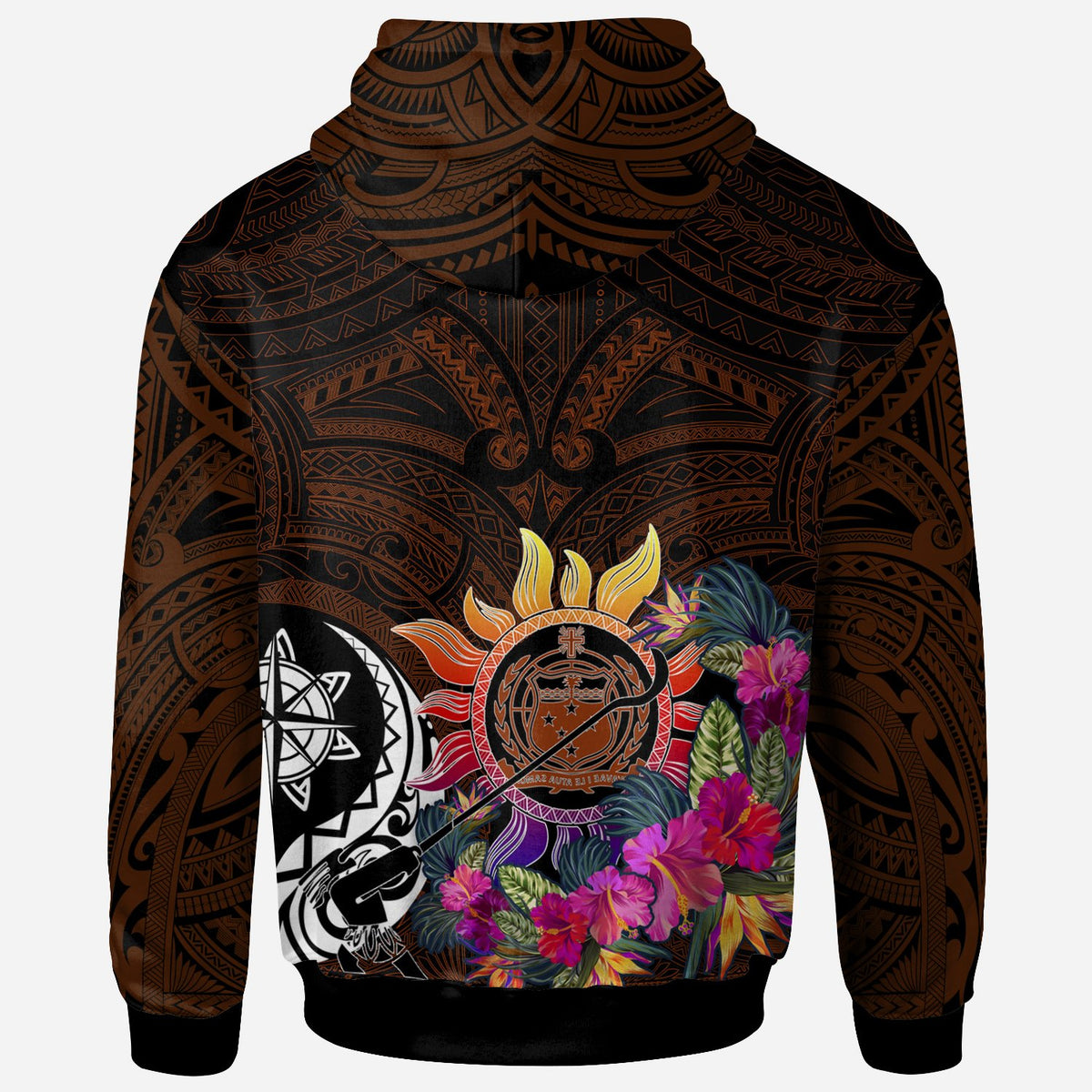 Polynesian Hoodie Coat ofrm with Flowers & Polynesian Patterns - Polynesian Pride