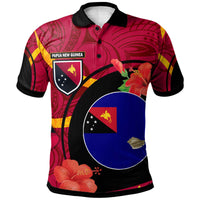 Papua New Guinea Polo Shirt West New Britain Flag of PNG with Hibicus and Polynesian Culture Polo Shirt Art - Polynesian Pride