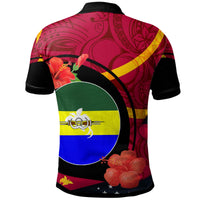 Papua New Guinea Polo Shirt Morobe Flag of PNG with Hibicus and Polynesian Culture Polo Shirt - Polynesian Pride