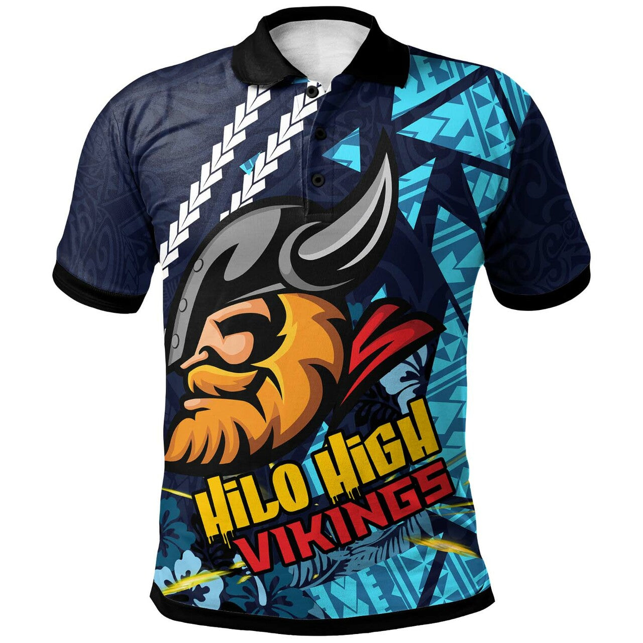 Hawaii Hilo High School Custom Polynesian Polo Shirt Hilo High Vikings Polynesian Pride LT10 Blue - Polynesian Pride