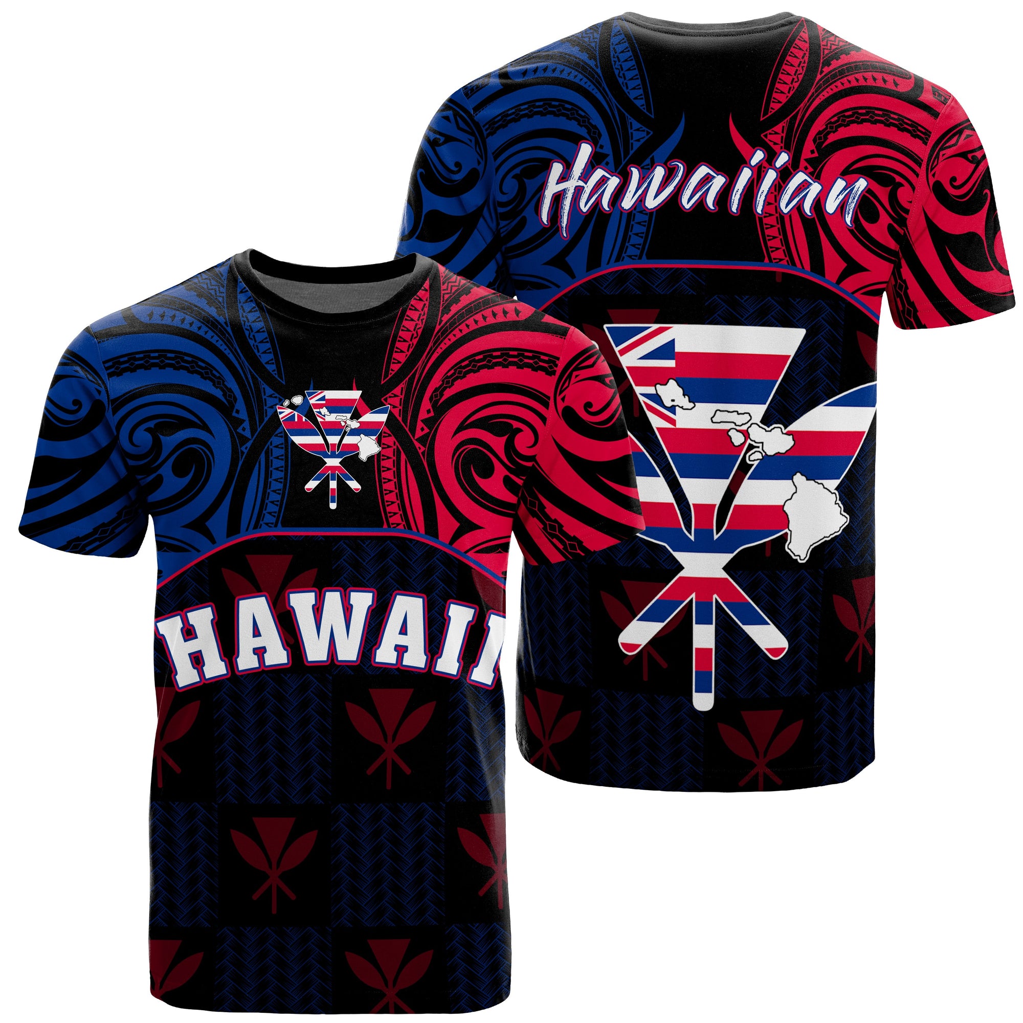 Hawaiian Kanaka T Shirt Flag Nation Black Demodern Unisex Black - Polynesian Pride