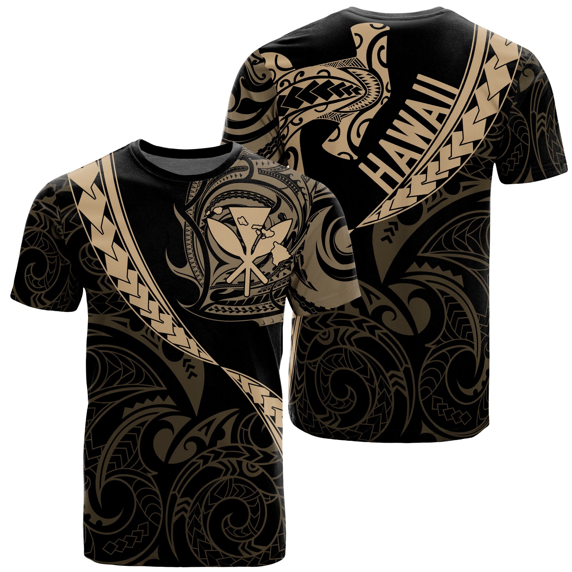 Hawaiian Kanaka T Shirt Mano Kihikihi Gold Unisex Gold - Polynesian Pride