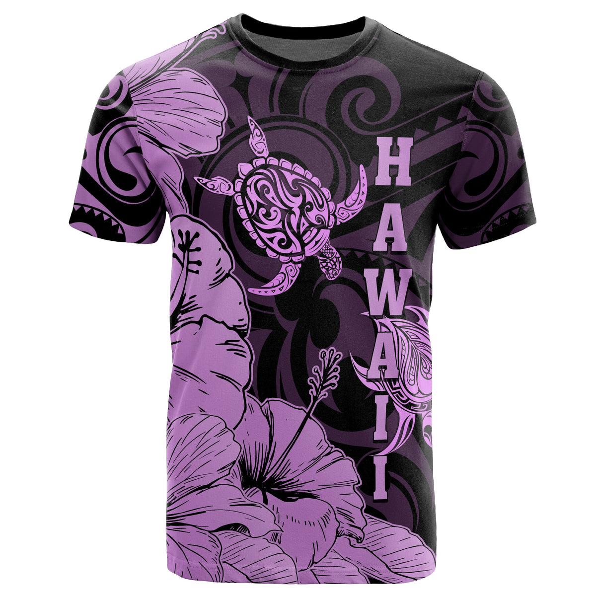 Hawaii Turtle T Shirt Polynesian Hibiscus Art Ver 2.0 Pink - Polynesian Pride