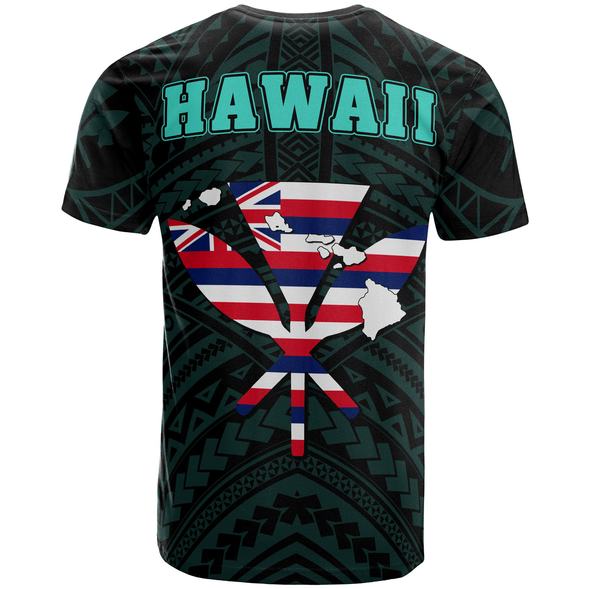 Hawaiian Kanaka T Shirt Heart Tattoo Turquoise - Polynesian Pride